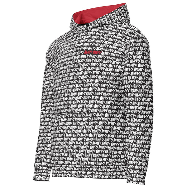 Unisex lounge hoodie featuring a repeating AOH pattern