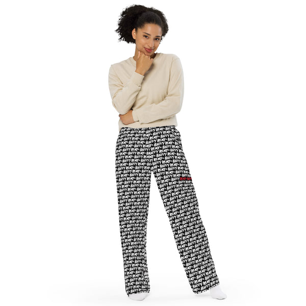 Flowy patterned wide-leg pants with AOH design