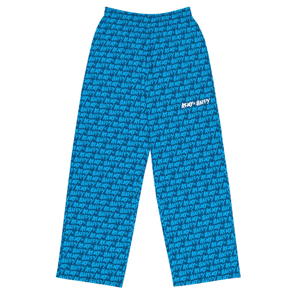 Front view of AOH Lounge Pants with all-over Army of Happy logo print