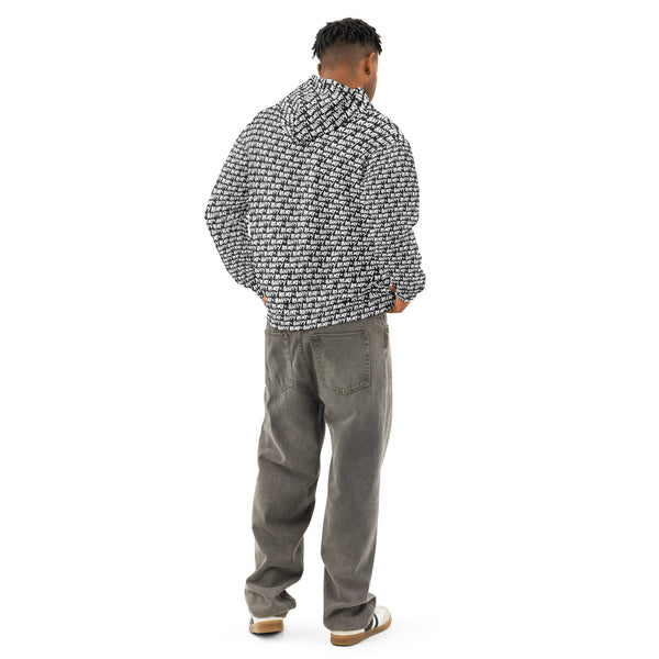 Back view of AOH Lounge Hoodie highlighting monochrome pattern