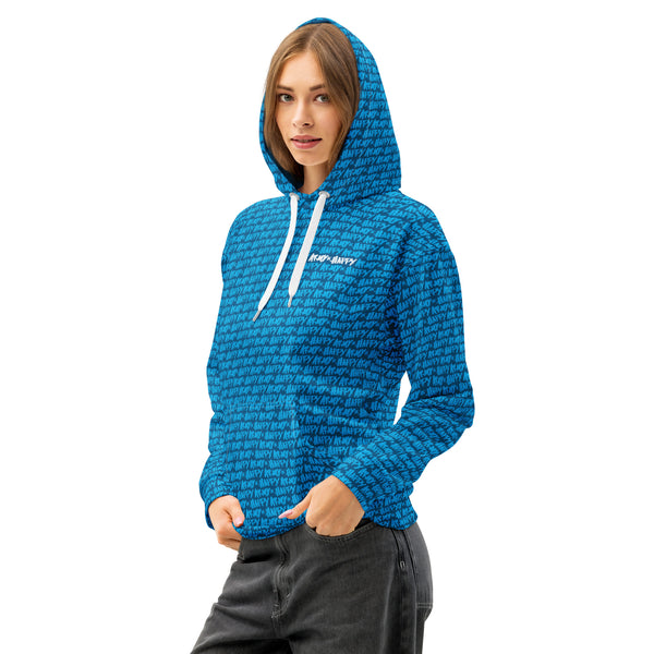 Patterned unisex hoodie with AOH logo design