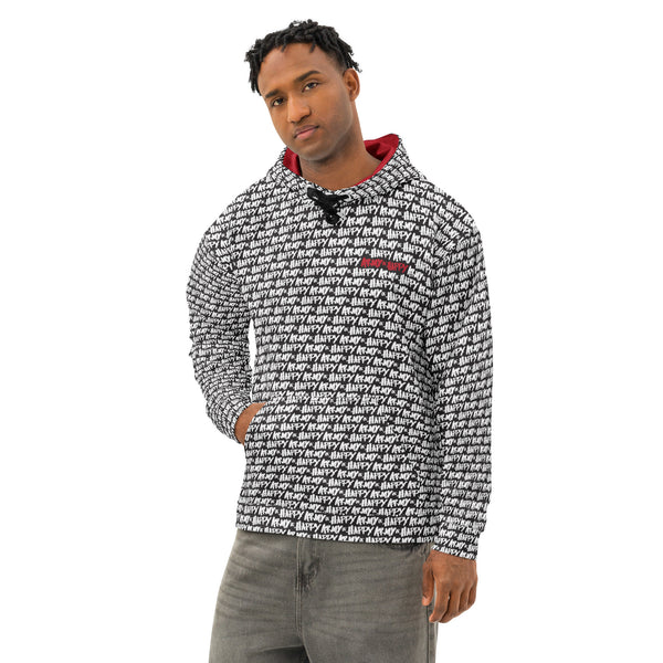 Army of Happy black and white hoodie with red accent