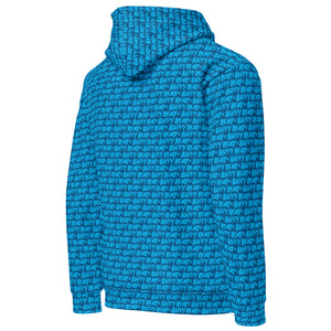 Patterned unisex hoodie with AOH logo design