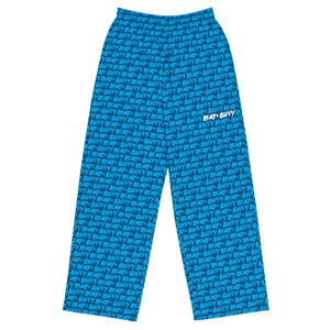 Front view of AOH Lounge Pants with all-over Army of Happy logo print