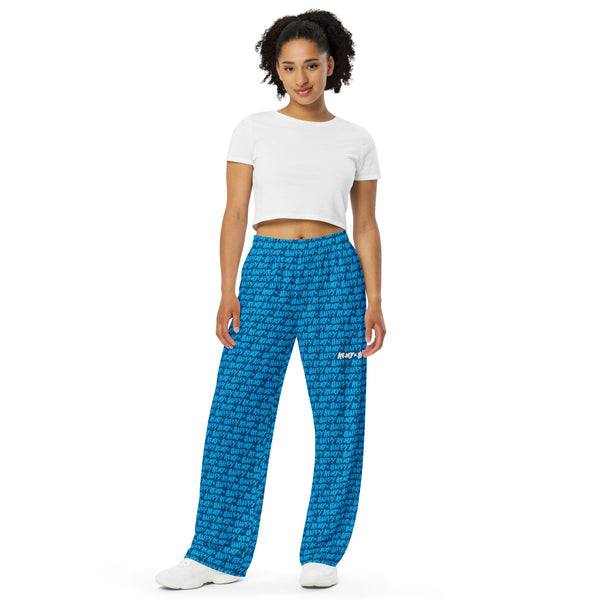 Flowy patterned wide-leg pants with AOH design