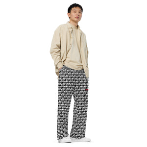Flowy patterned wide-leg pants with AOH design