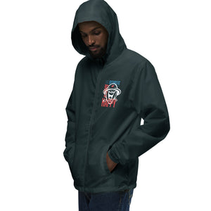 Classic Navy Happy Soldier Windbreaker, left-front product view showing the jacket's shape and design.