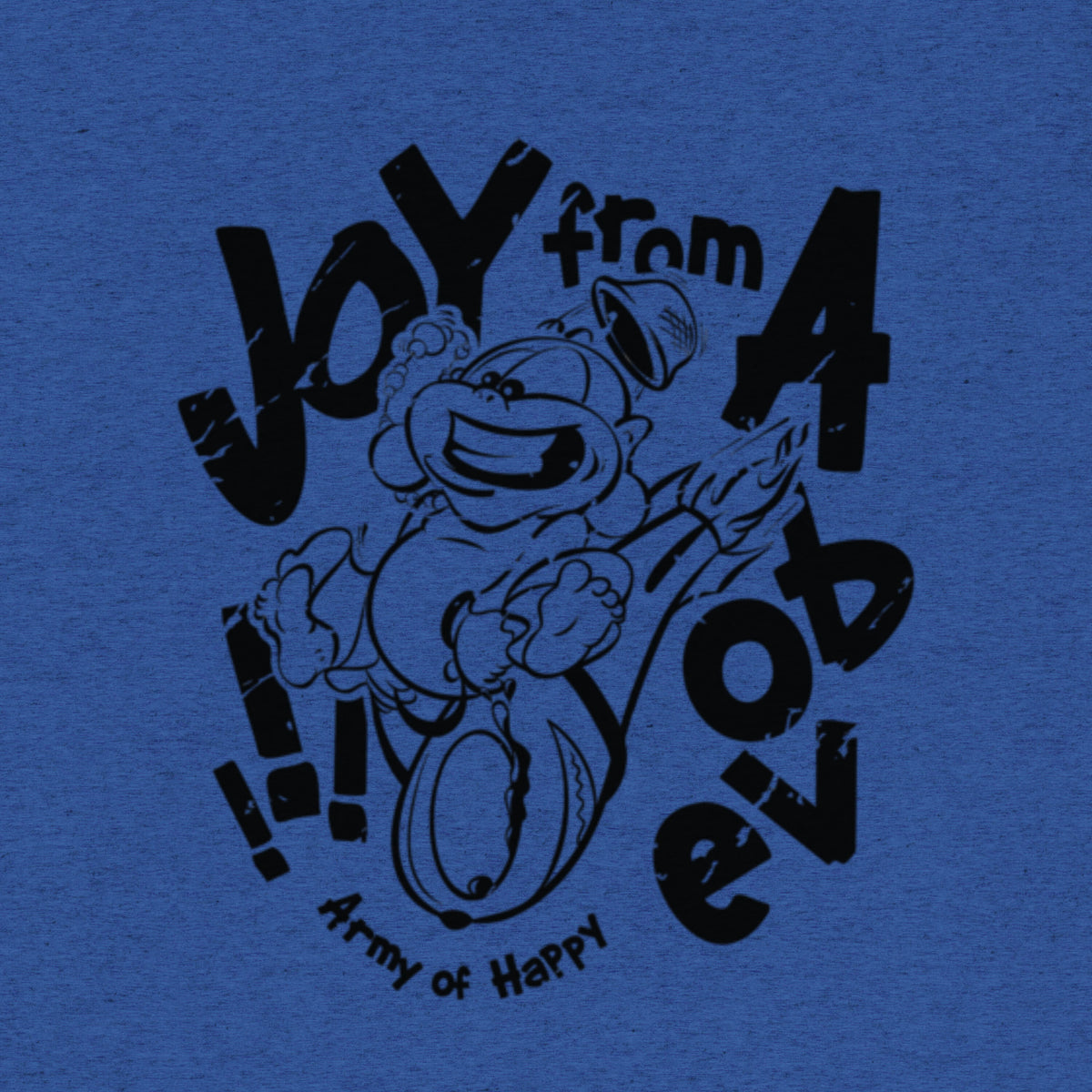 True royal triblend Joy From Above Tee showing illustrated front graphic